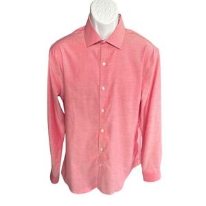 Tommy Hilfiger THFlex Slim Fit Stretch Red Chambray Button-Down Shirt,16.5/34-35